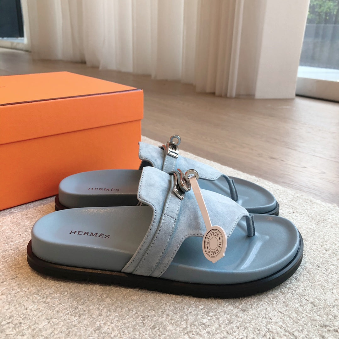 Empire Sandal Baby Blue Lambskin Suede Goatskin