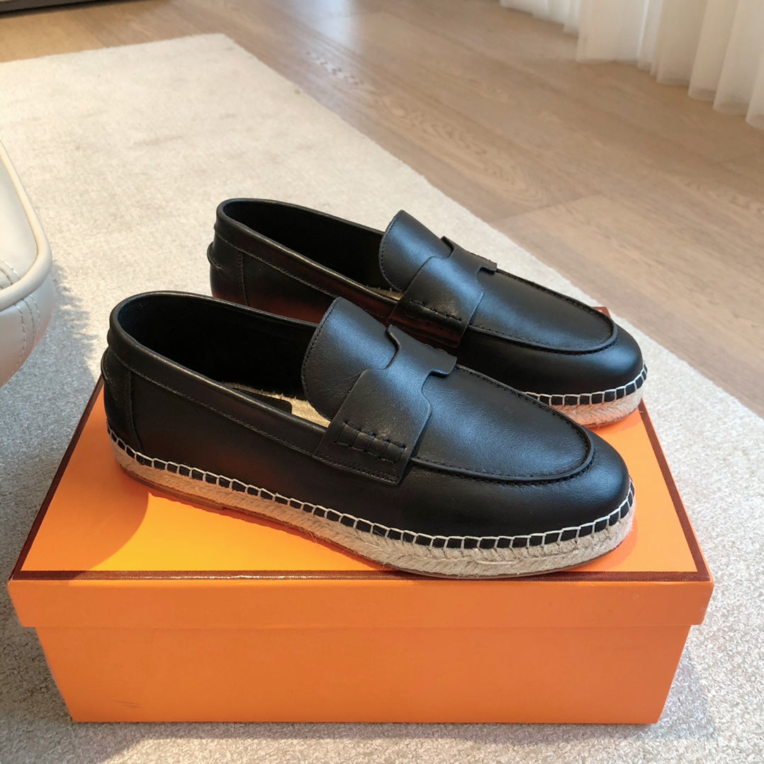 HM Trip Espadrille BLack Calfskin