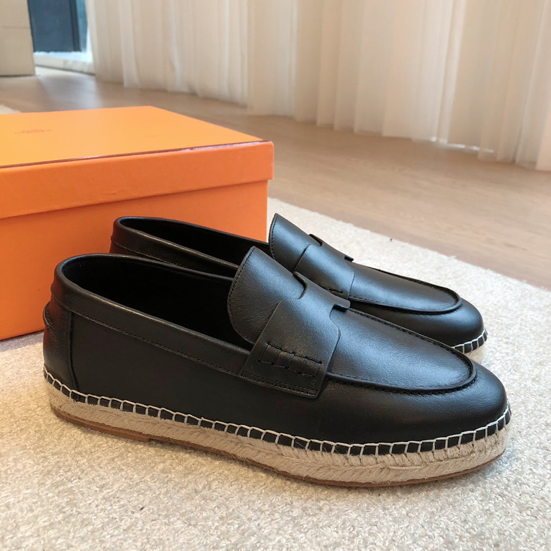HM Trip Espadrille BLack Calfskin