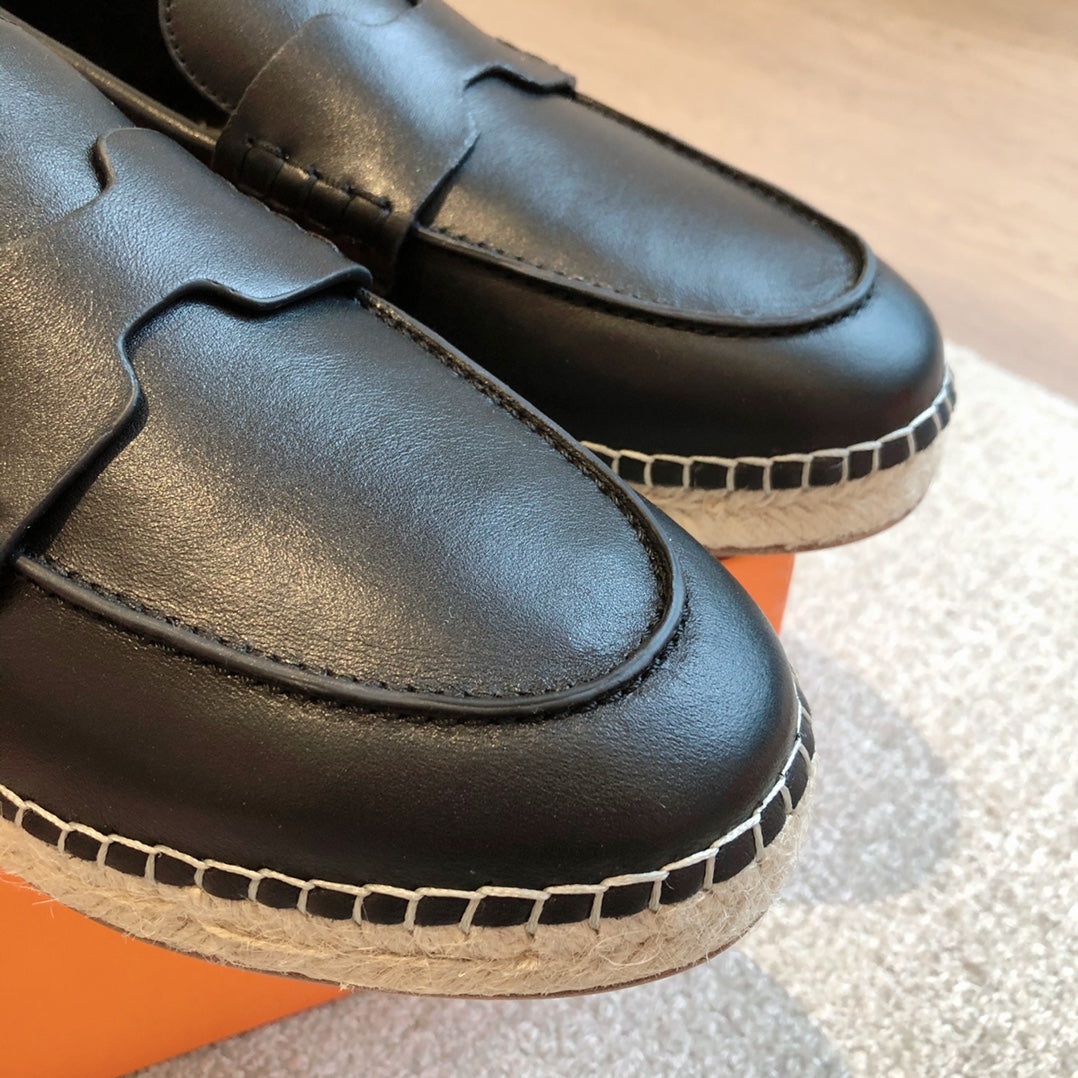 HM Trip Espadrille BLack Calfskin