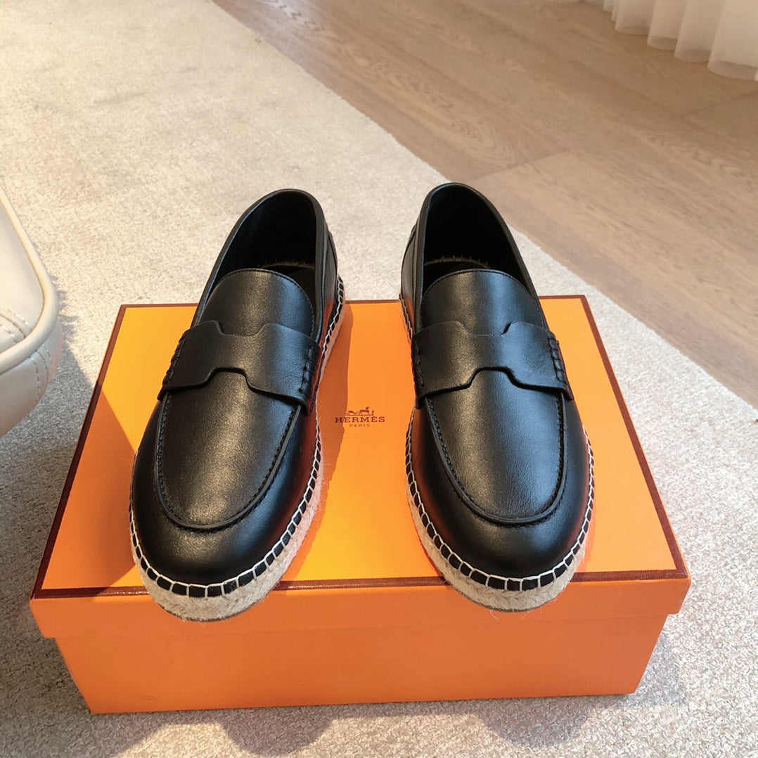 HM Trip Espadrille BLack Calfskin