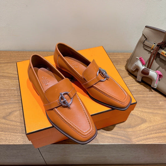 HM Impact Loafers Caramel Cowhide Sliver Hardware 526180