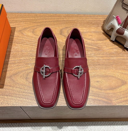 HM Impact Loafers Maroon Cowhide Sliver Hardware 526181