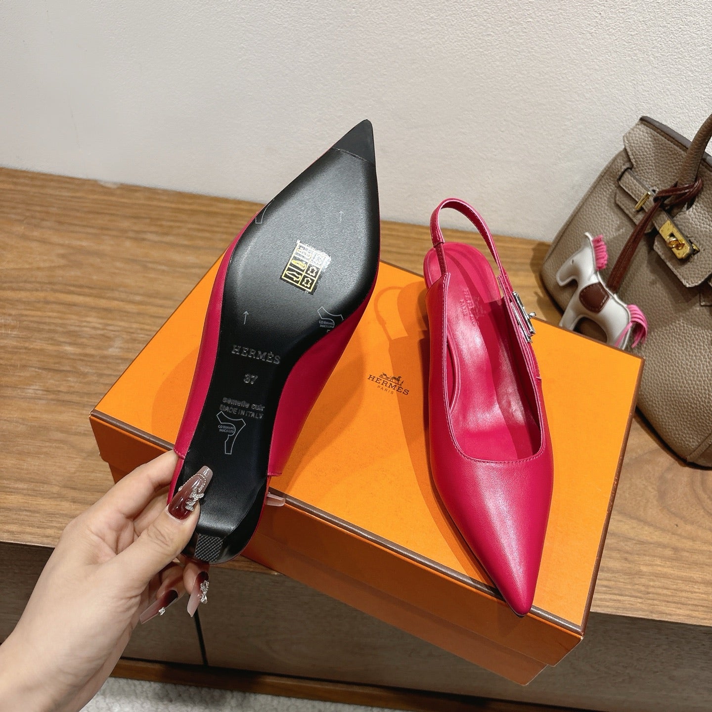 HM Lover Pump 40mm Rose Framboise Calfskin 429021