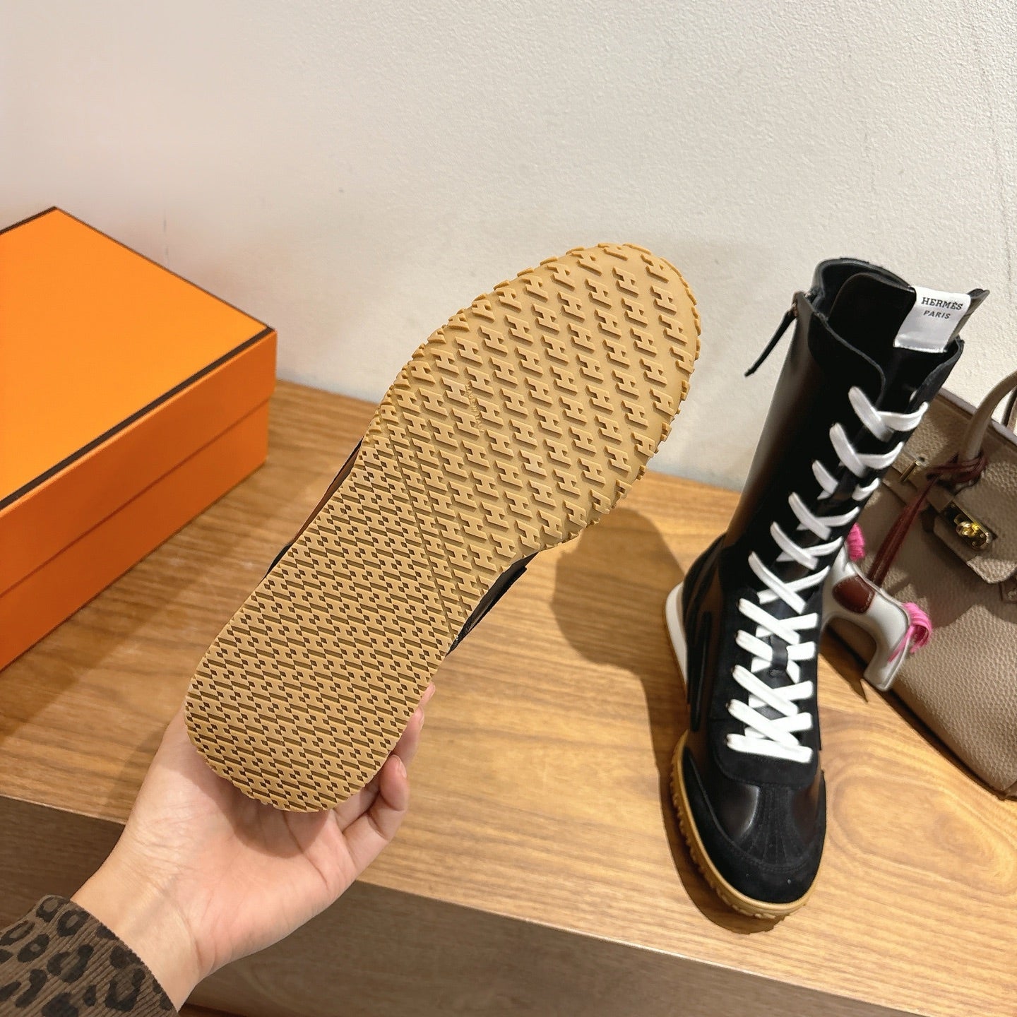 HM Lace Up Sneaker Black Suede Calfskin