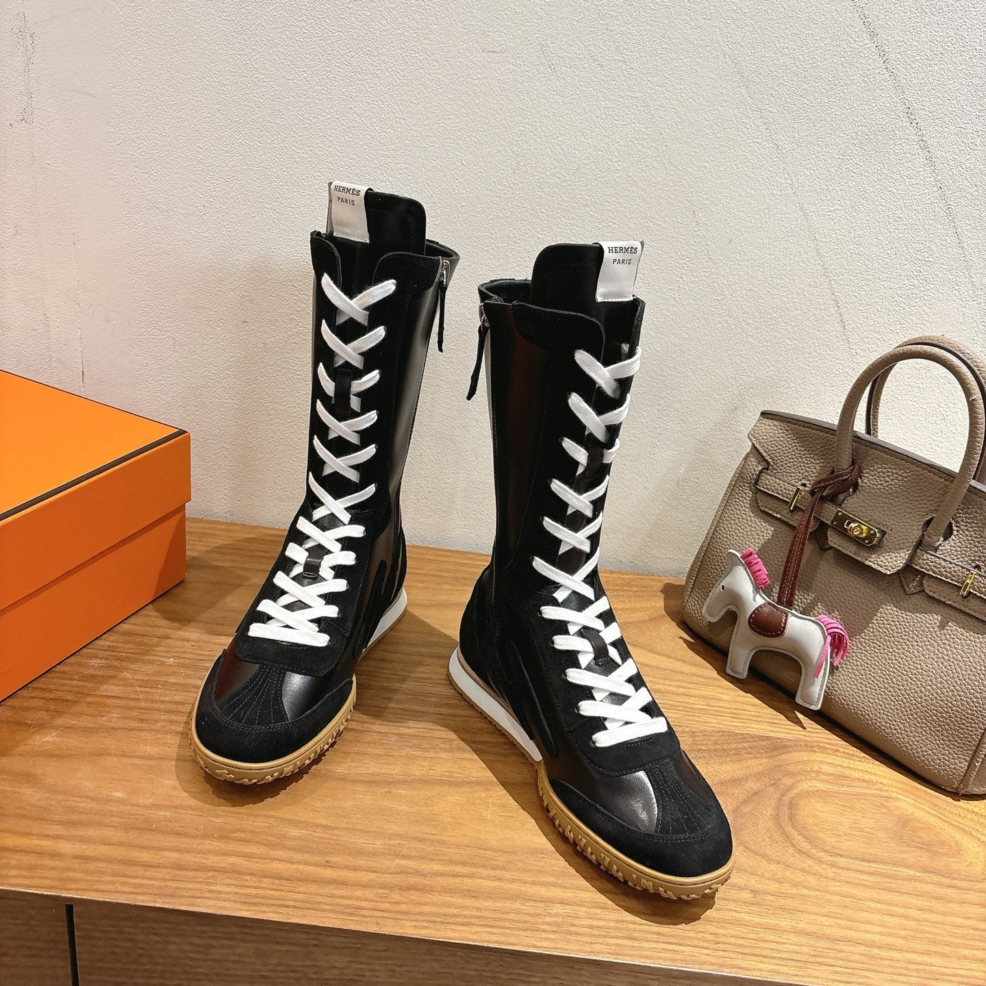 HM Lace Up Sneaker Black Suede Calfskin