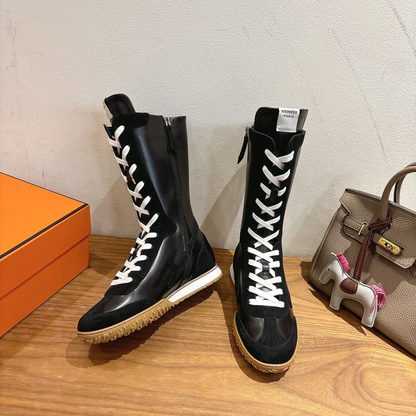 HM Lace Up Sneaker Black Suede Calfskin