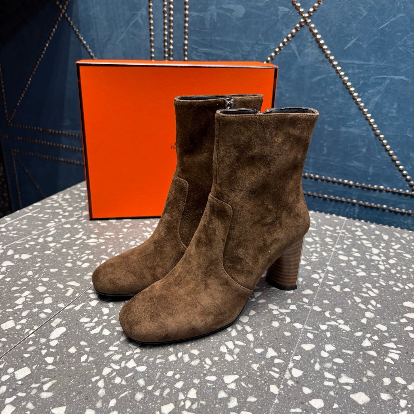 HM Lisa Ankle Boots 80mm Brown Suede 531559