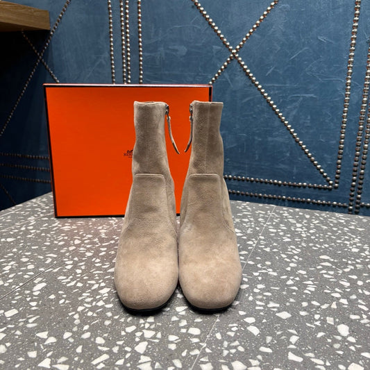 HM Lisa Ankle Boots 80mm Pale Tan Suede 531561