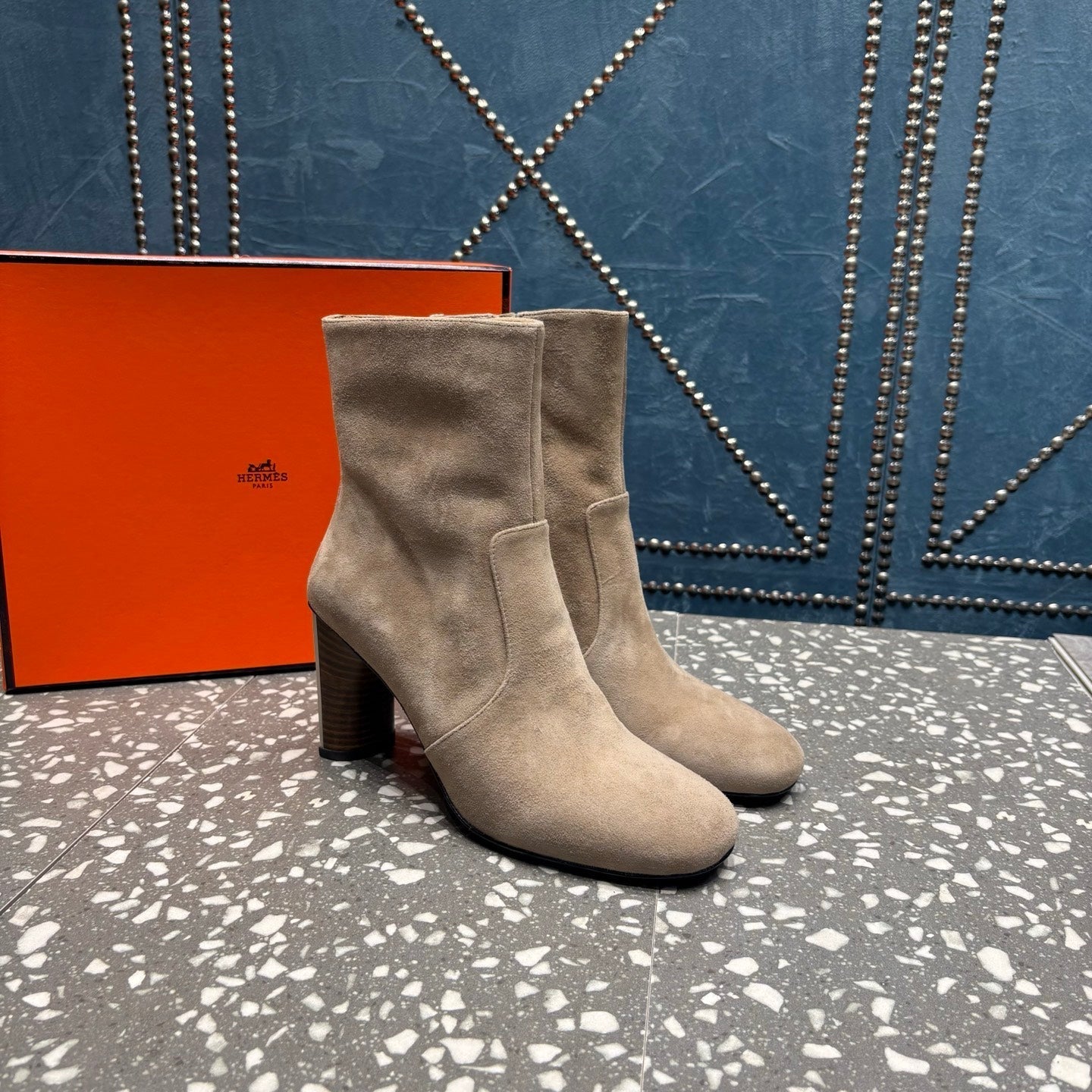 HM Lisa Ankle Boots 80mm Pale Tan Suede 531561