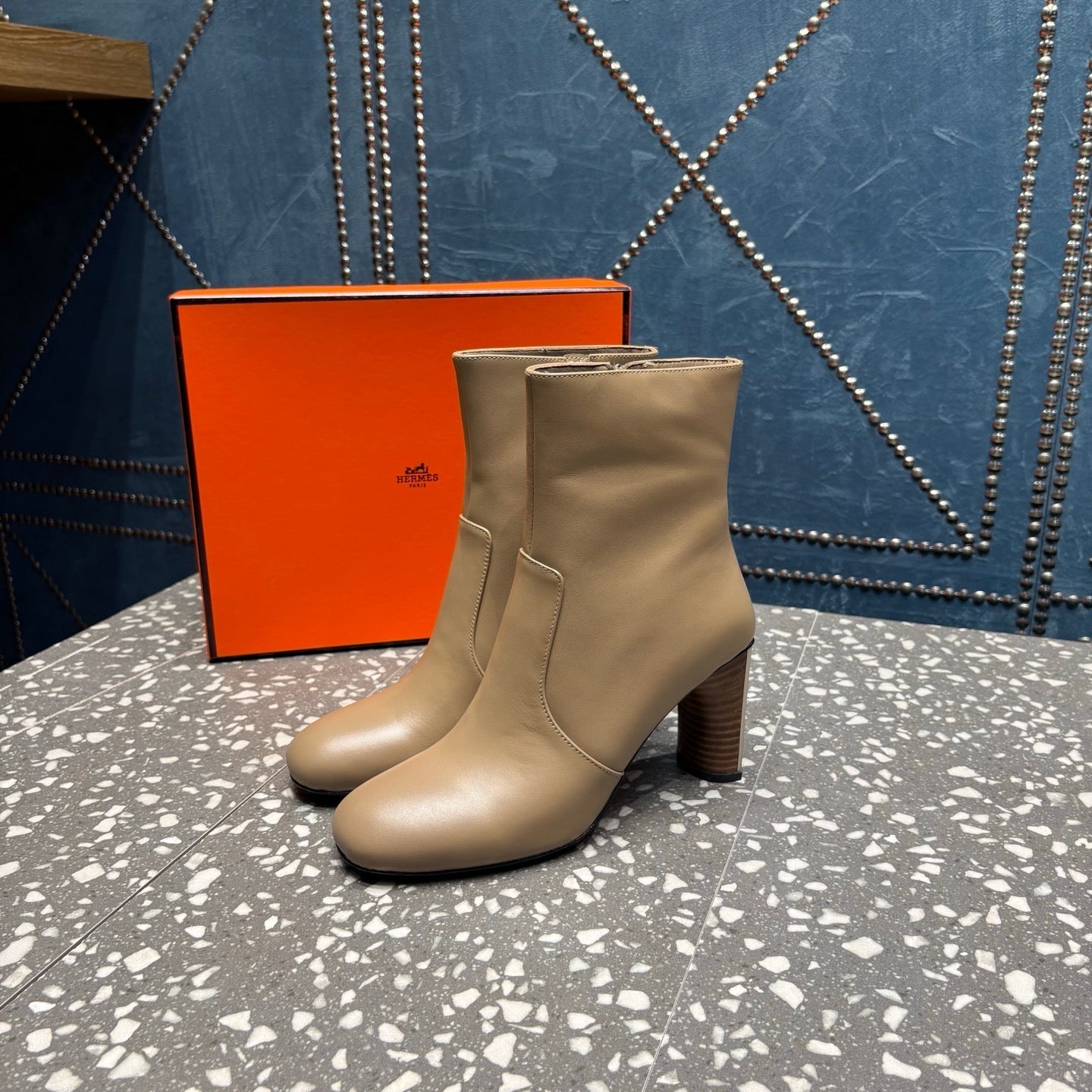 HM Lisa Ankle Boots 80mm Pale Tan Cowhide 531564
