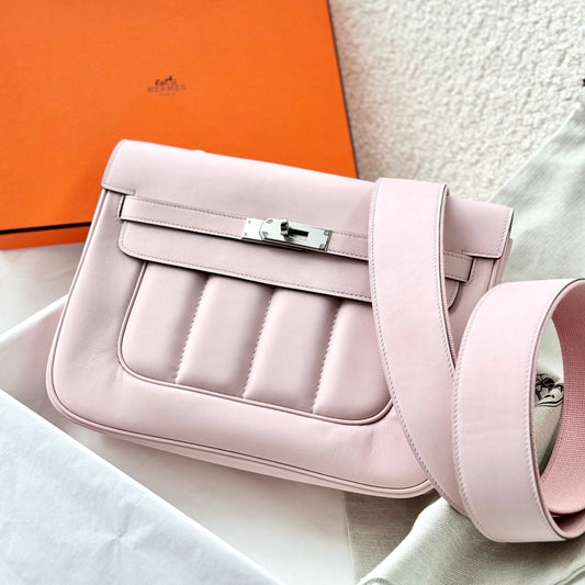 HM Berline Bag 28cm Light Pink Calfskin 284554 (Production time: 25 days)