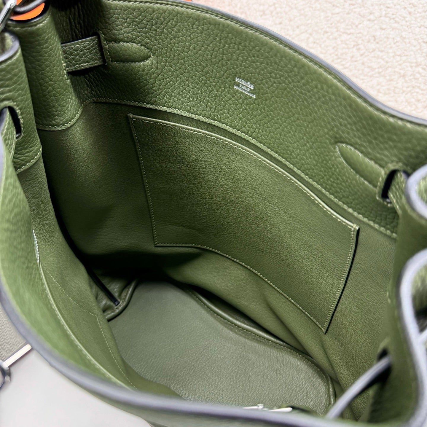 HM So Kelly Shoulder Bag 22cm Green Cowhide 284529