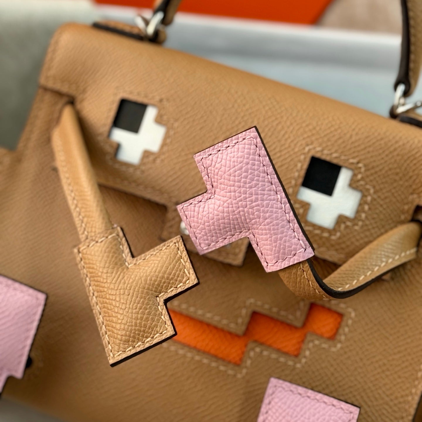 HM Kelly Doll Bag 18cm Light Pink Brown EpsomLeather 284562