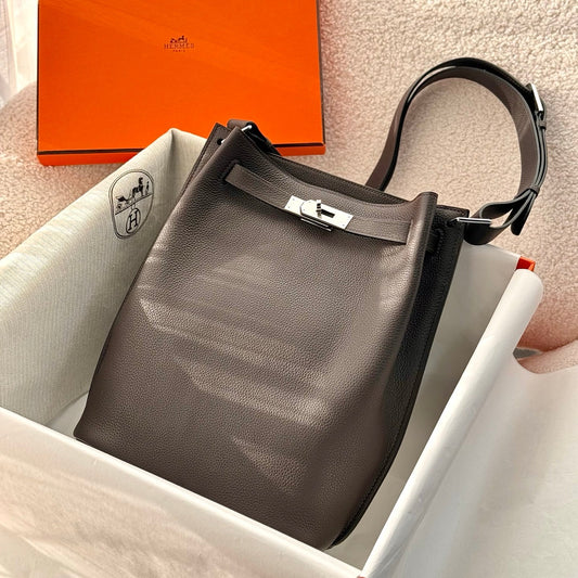 HM So Kelly Shoulder Bag 22cm Etoupe Cowhide 284532
