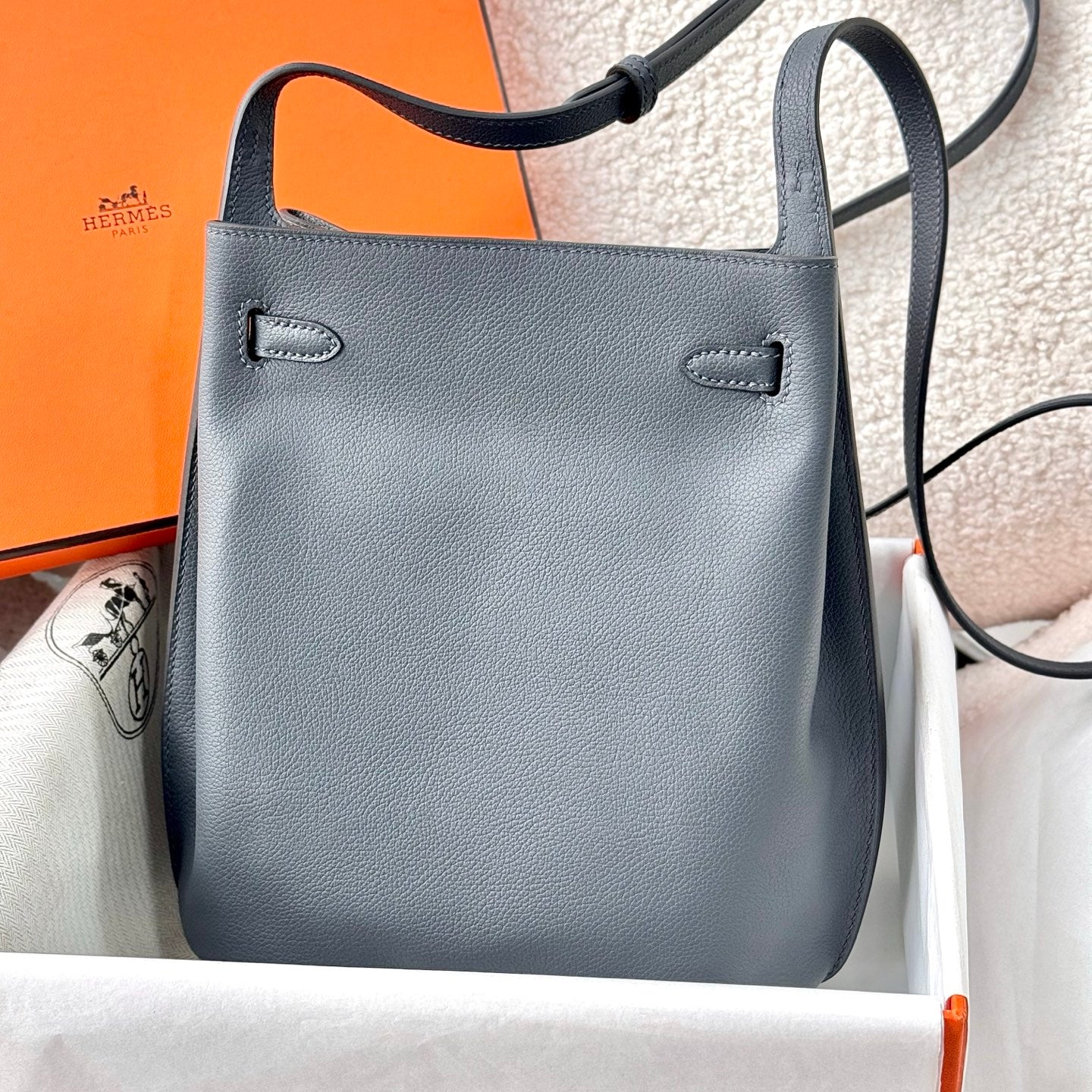HM So Kelly Shoulder Bag 22cm Grey Cowhide 284541