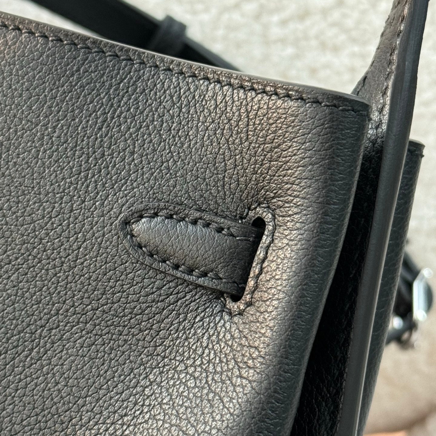 HM So Kelly Shoulder Bag 22cm Black Cowhide 284544