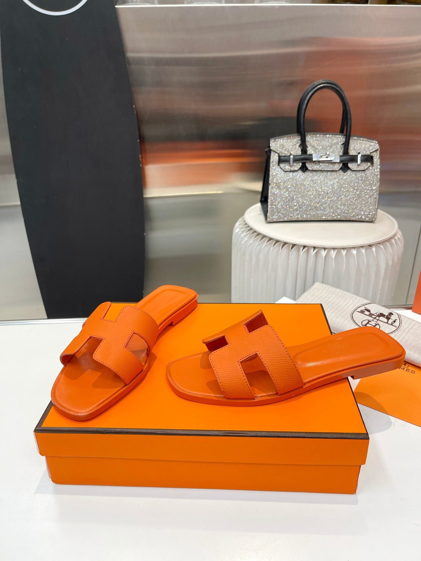 0ran sandal orange swift calfskin
