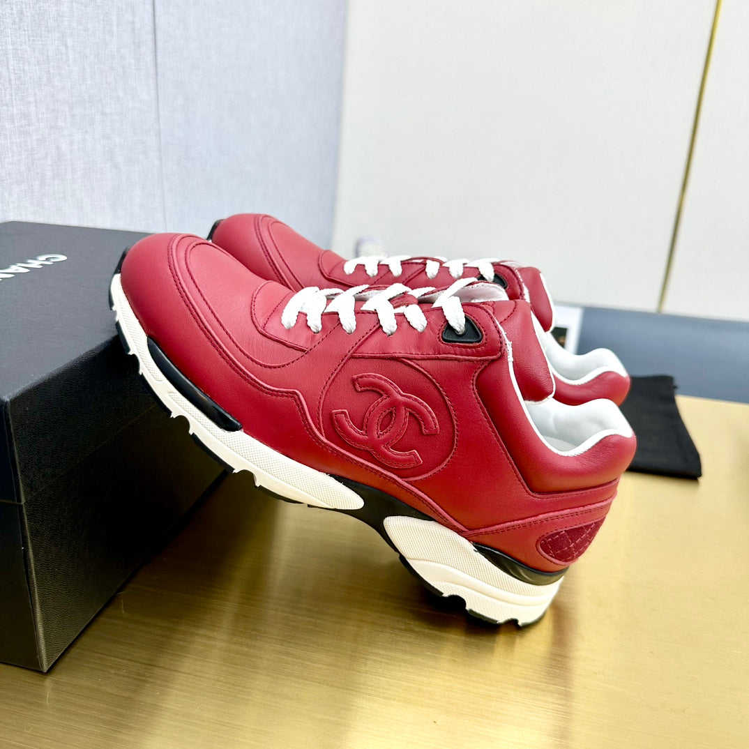 CC 26s Metallic Casual Sneakers Burgundy Mesh Leather 981011