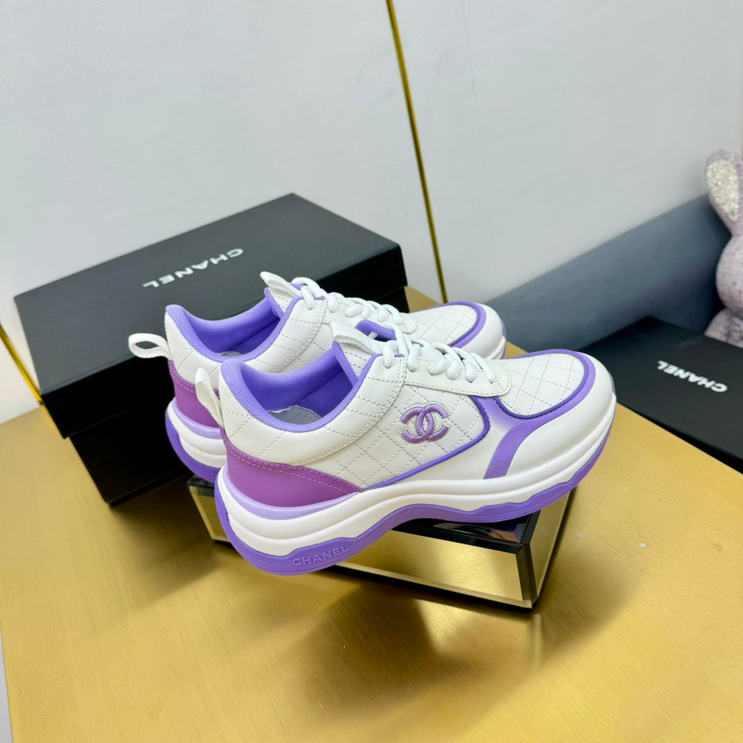 CC 26s Metallic Casual Sneakers White Purple Mesh Leather 981386
