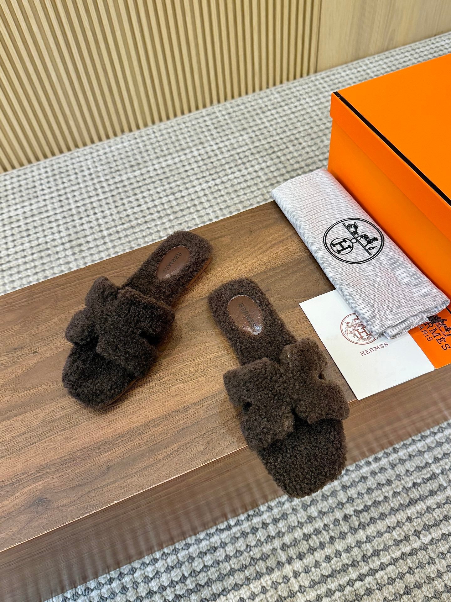 HM Oran Sandal Brown Coffee Wool  543689
