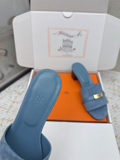 HM 26ss Oasis Sandals 50 Blue Suede Cowhide 625151