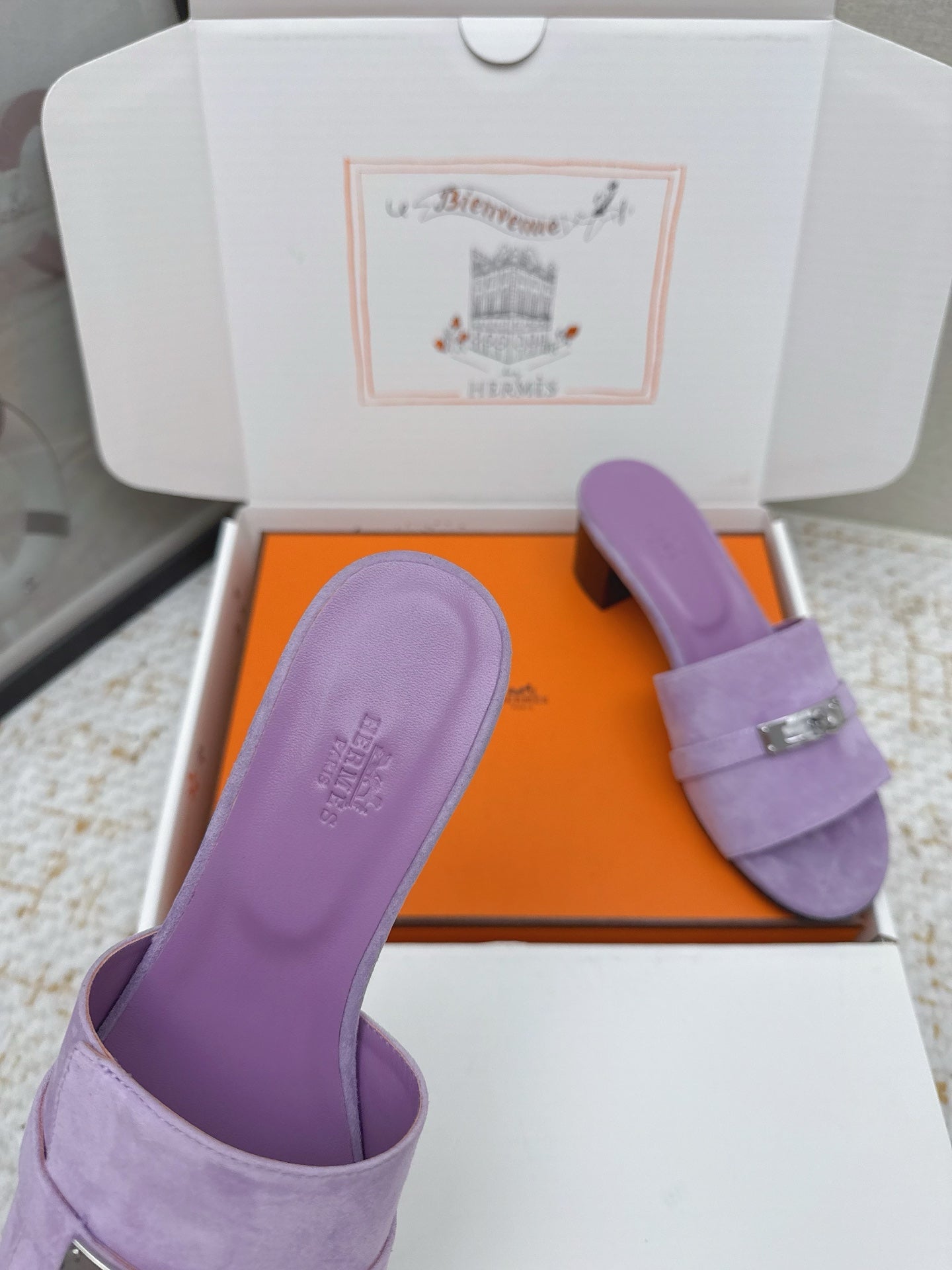 HM 26ss Oasis Sandals 50 Purple Suede Cowhide 625181