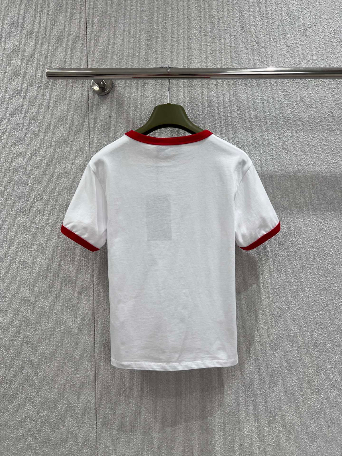 GG Jersey T-Shirt Embroidery White Red Cotton 344079