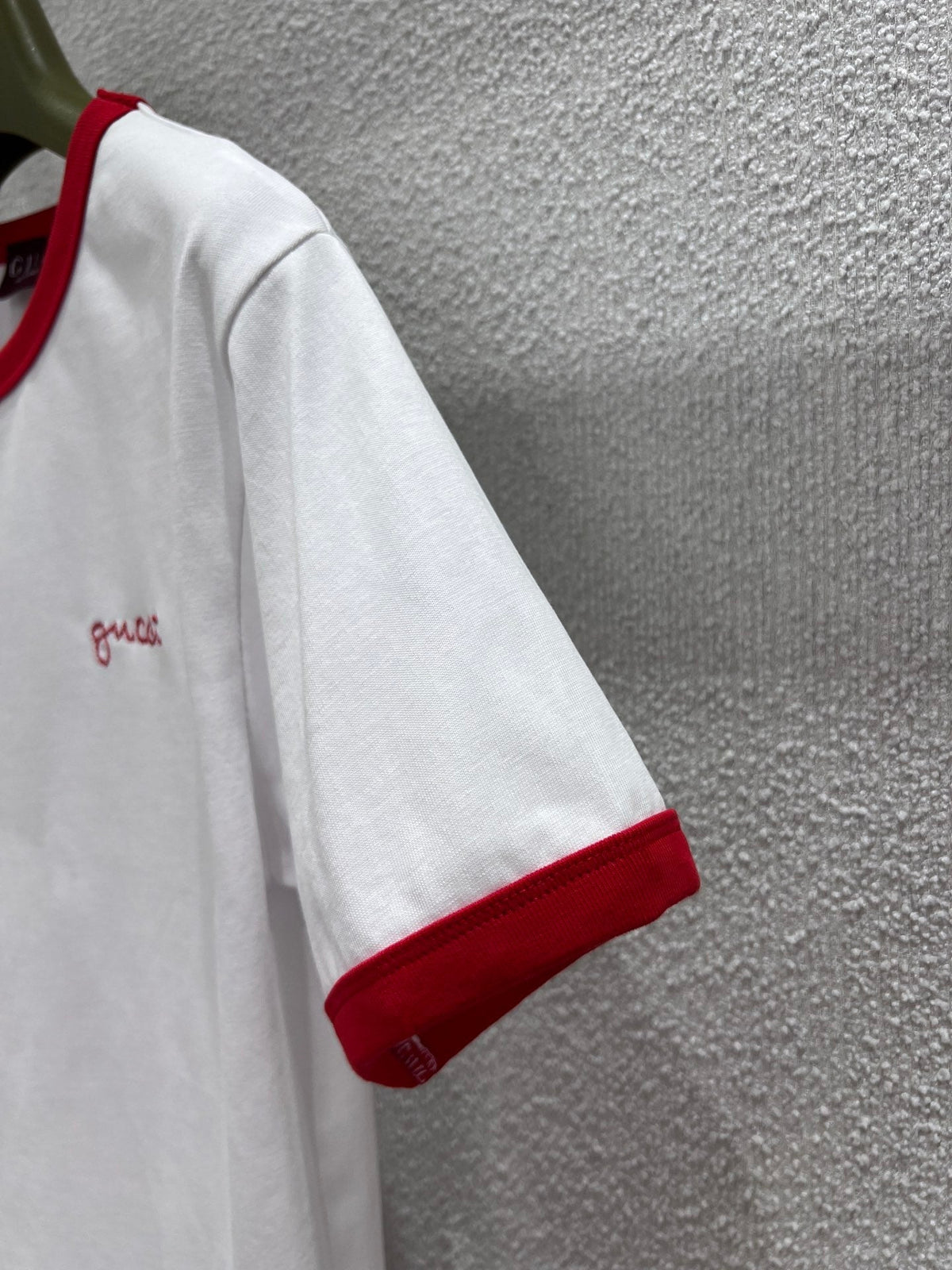 GG Jersey T-Shirt Embroidery White Red Cotton 344079