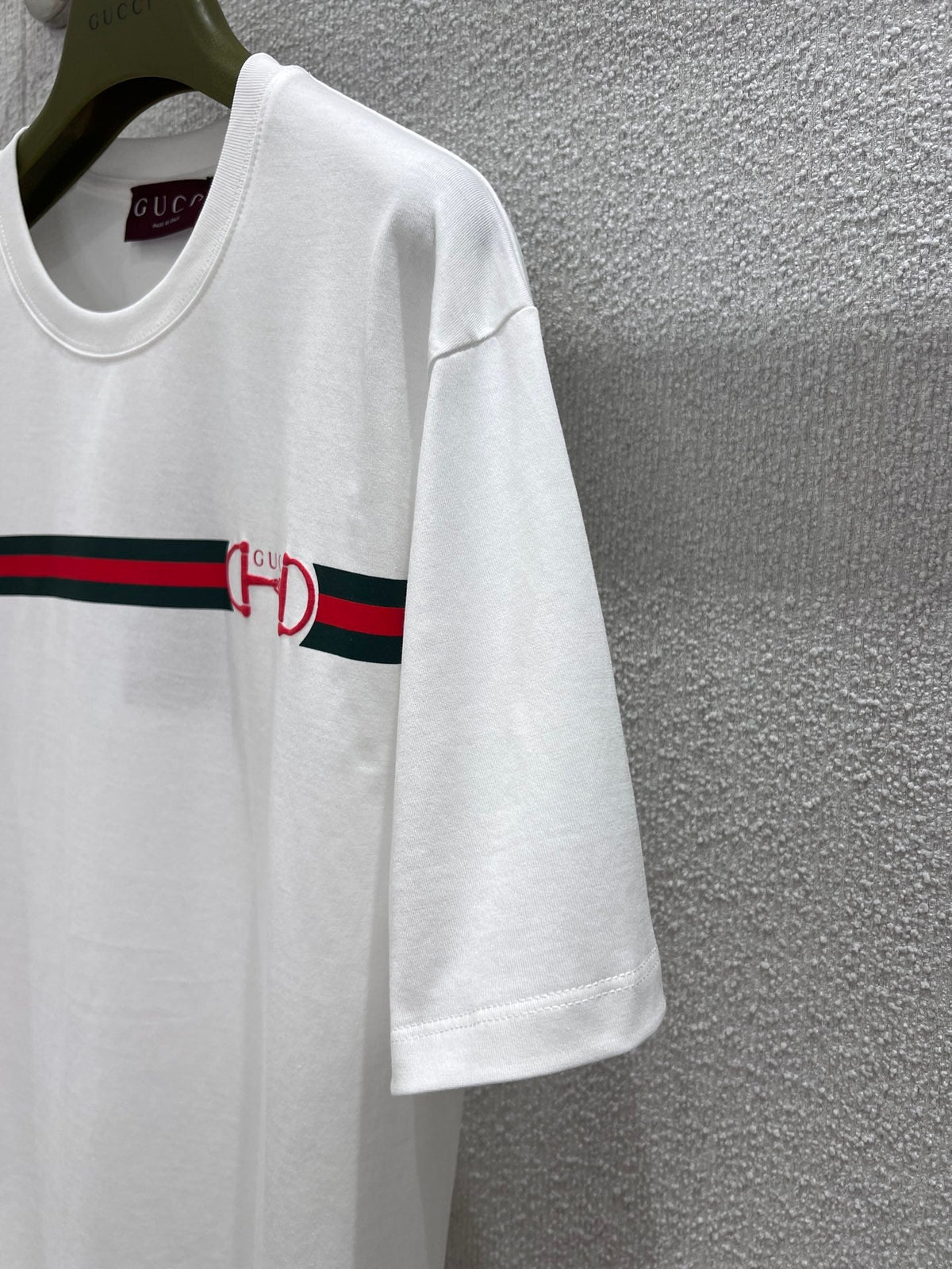 GG Web Stripe Printed Cotton T-Shirt White Cotton 344093