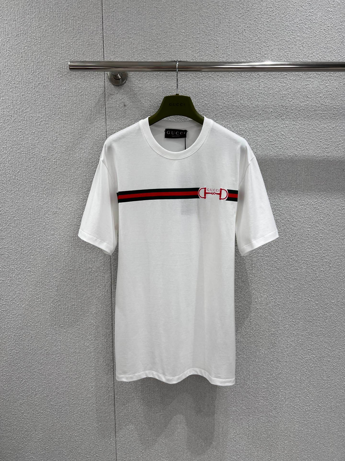 GG Web Stripe Printed Cotton T-Shirt White Cotton 344093
