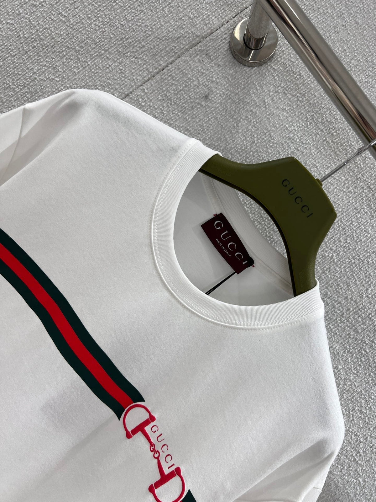 GG Web Stripe Printed Cotton T-Shirt White Cotton 344093