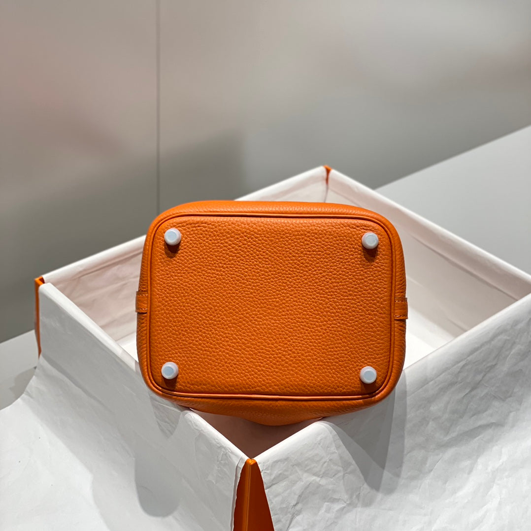 picotin lock dark orange togo leather gold hardware