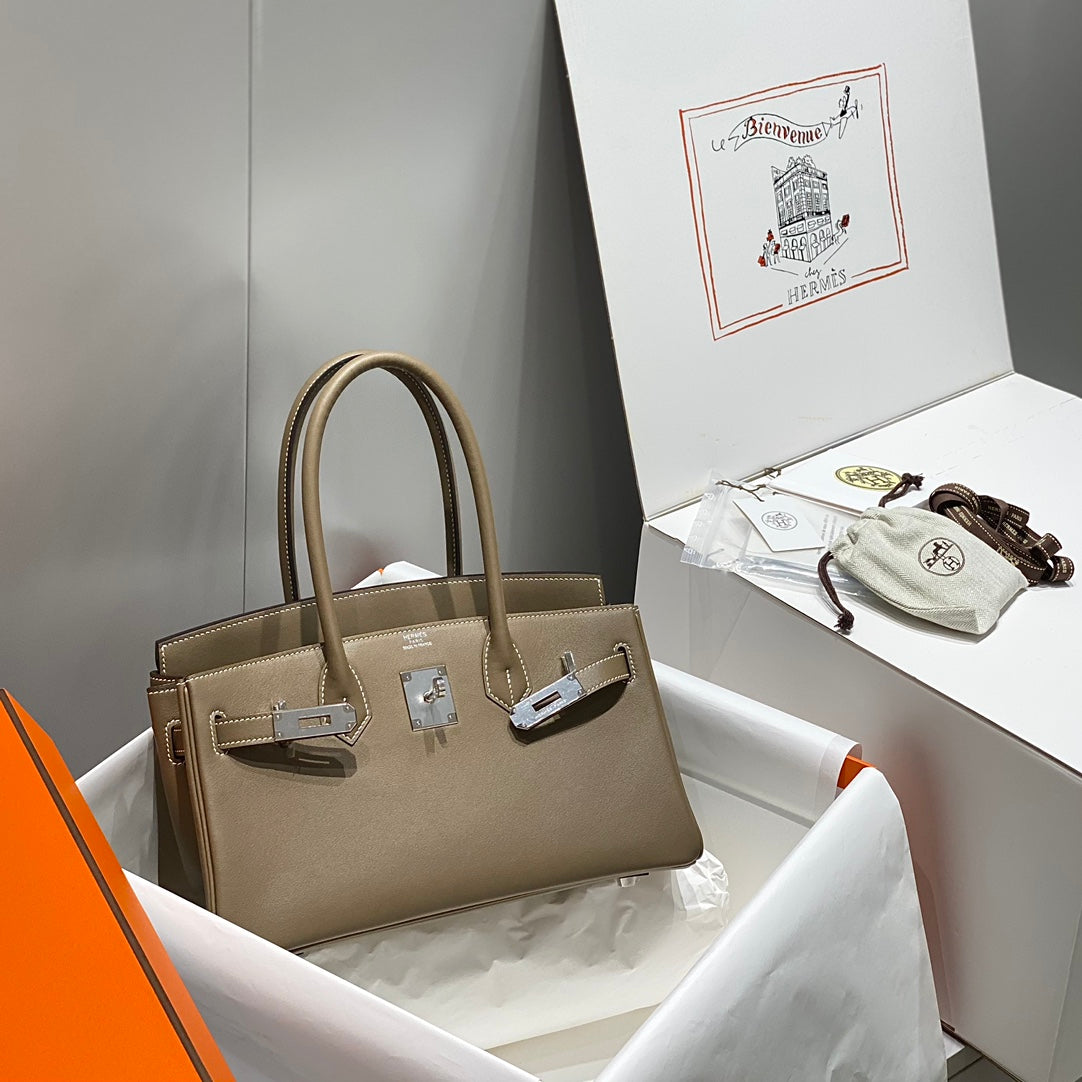 HM Shoulder Birkin 29 Etoupe Brown Leather 222349