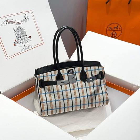 HM Shoulder Birkin 29cm Black Swift Cowhide Toile H Shw 249917