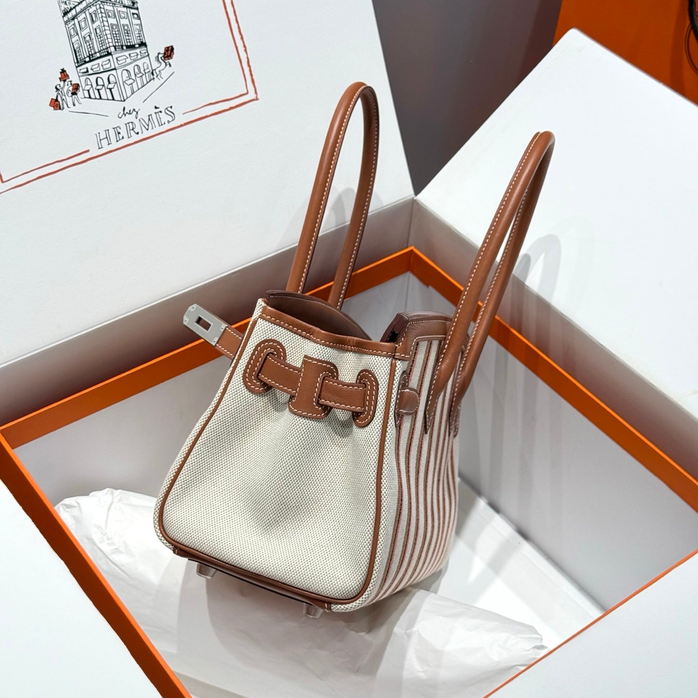 HM Shoulder Birkin 29cm Gold Brown Swift Cowhide Toile H Shw 249923