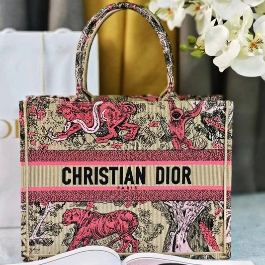 medium dioriviera 36 pink beige tiger embroidery canvas