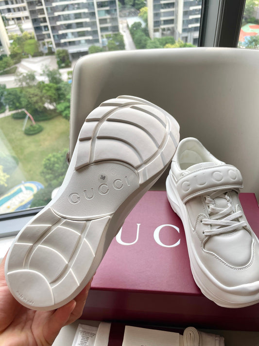 GG 26 Platform Sneaker White Red Sheepskin 632852