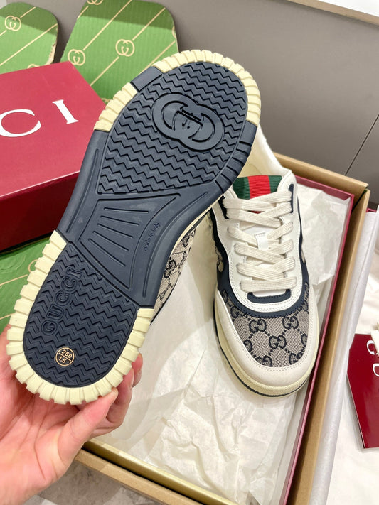 GG 26 Sneaker White Navy Blue Canvas Suede 632877
