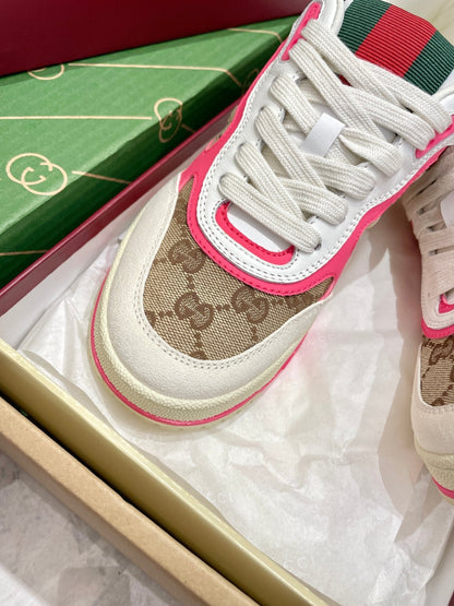 GG 26 Sneaker White Beige Pink Canvas Cowhide 632868