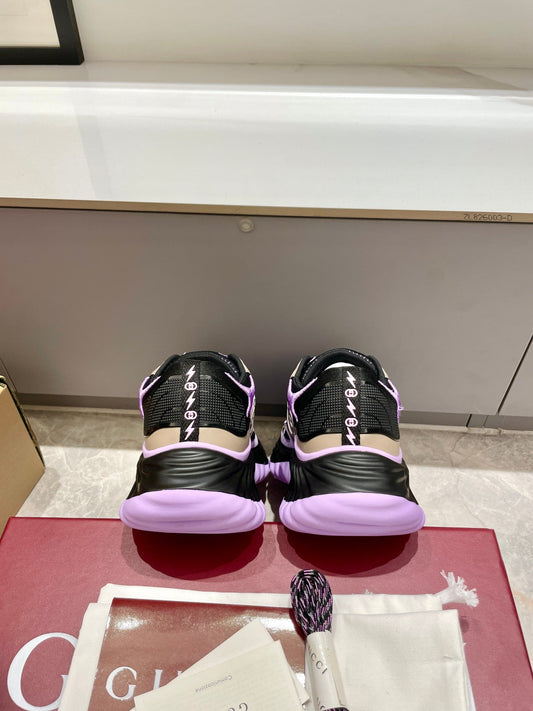 GG 26 Casual Sneakers Purple Black Mesh Cowhide 632860