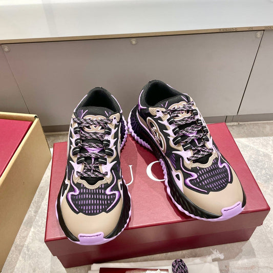 GG 26 Casual Sneakers Purple Black Mesh Cowhide 632860