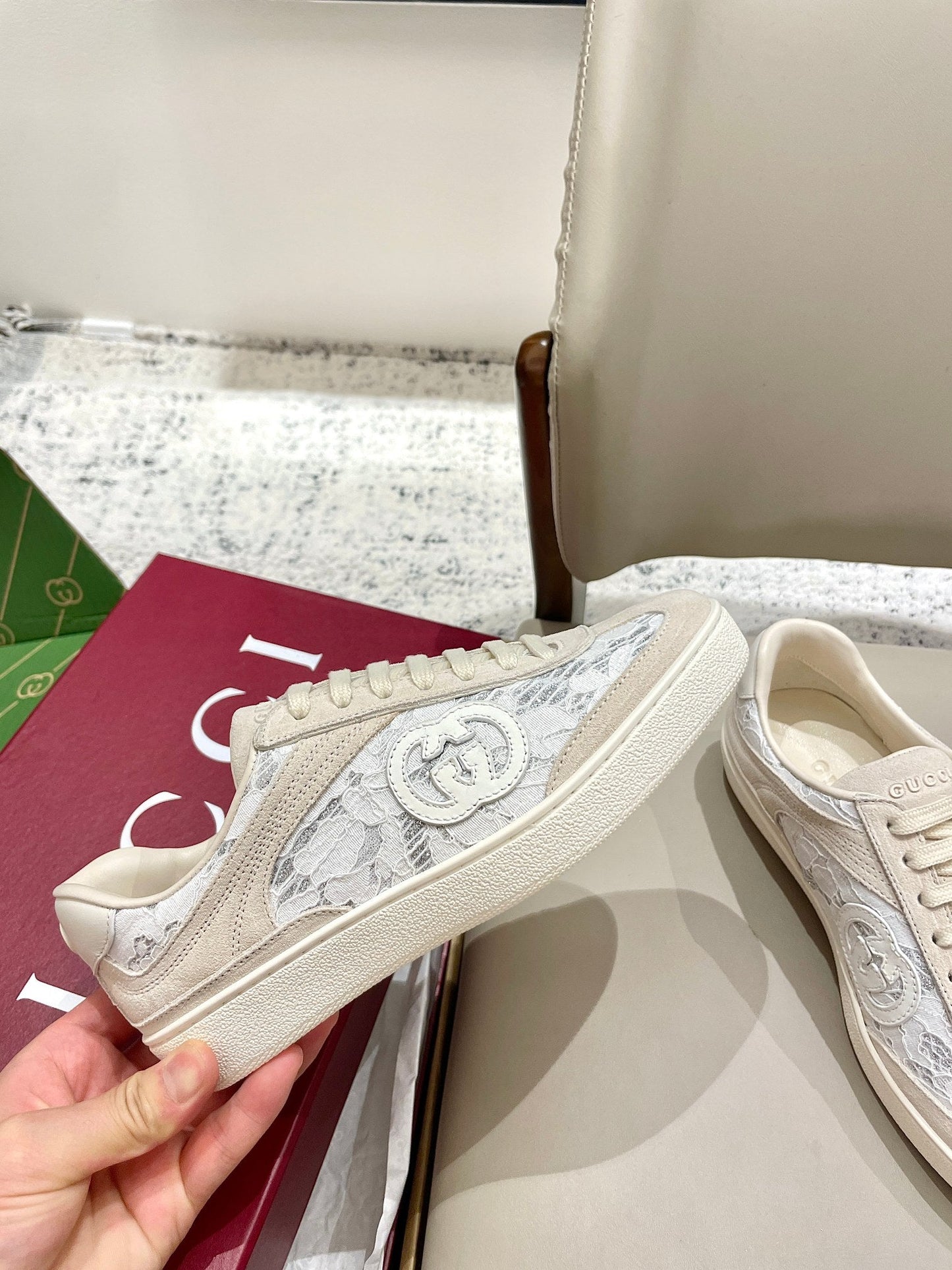 GG 26 Sneaker Light Beige Canvas Suede 632819