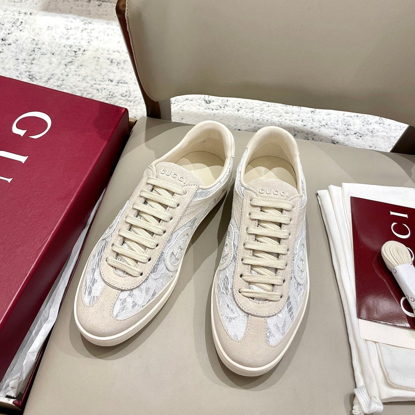 GG 26 Sneaker Light Beige Canvas Suede 632819