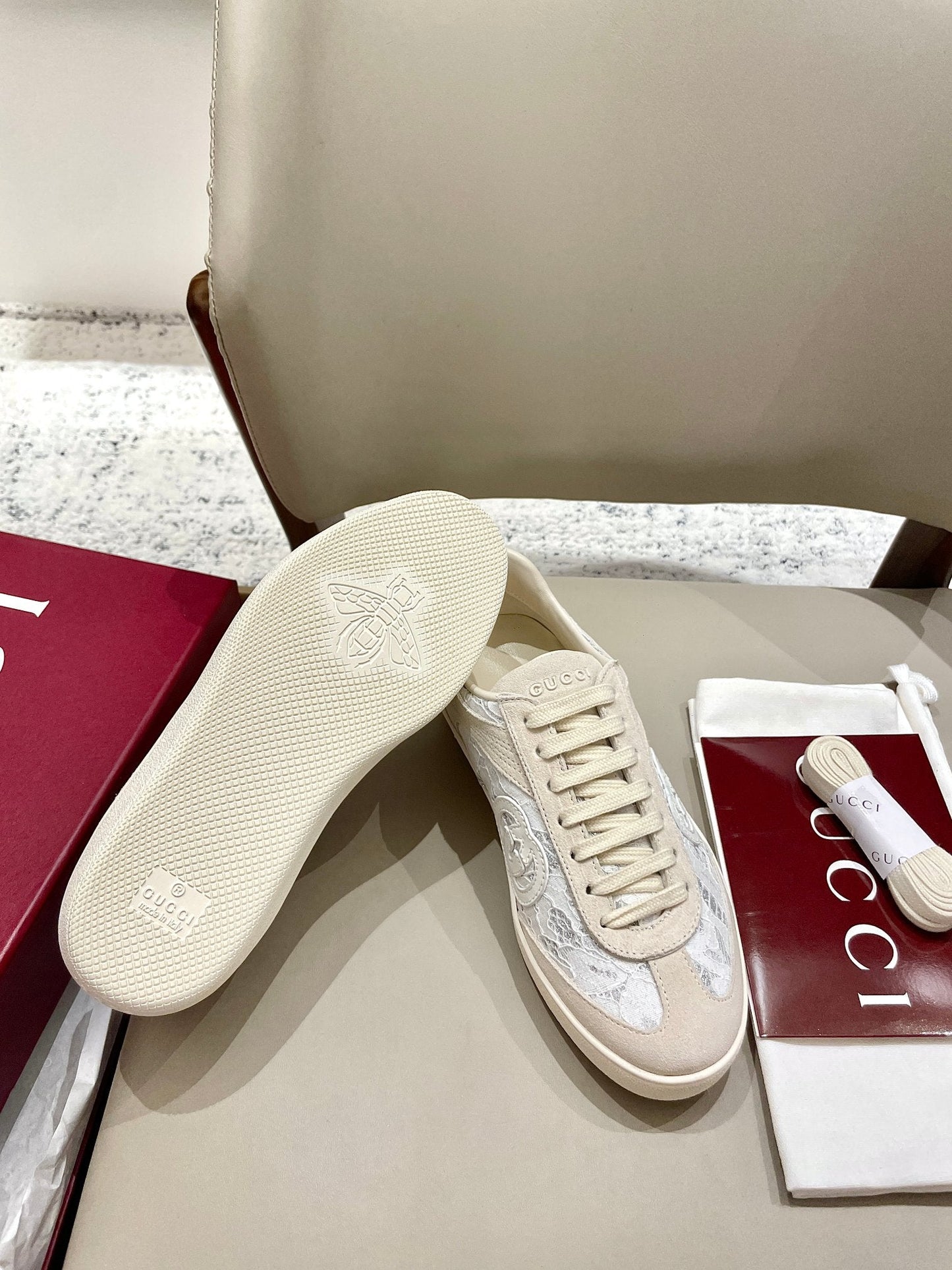 GG 26 Sneaker Light Beige Canvas Suede 632819