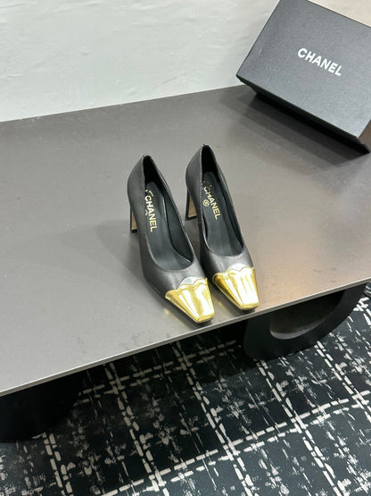 Chanel 2026 Chunky Heels Pumps Leather Sheepskin 832527