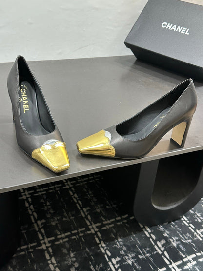 Chanel 2026 Chunky Heels Pumps Leather Sheepskin 832527