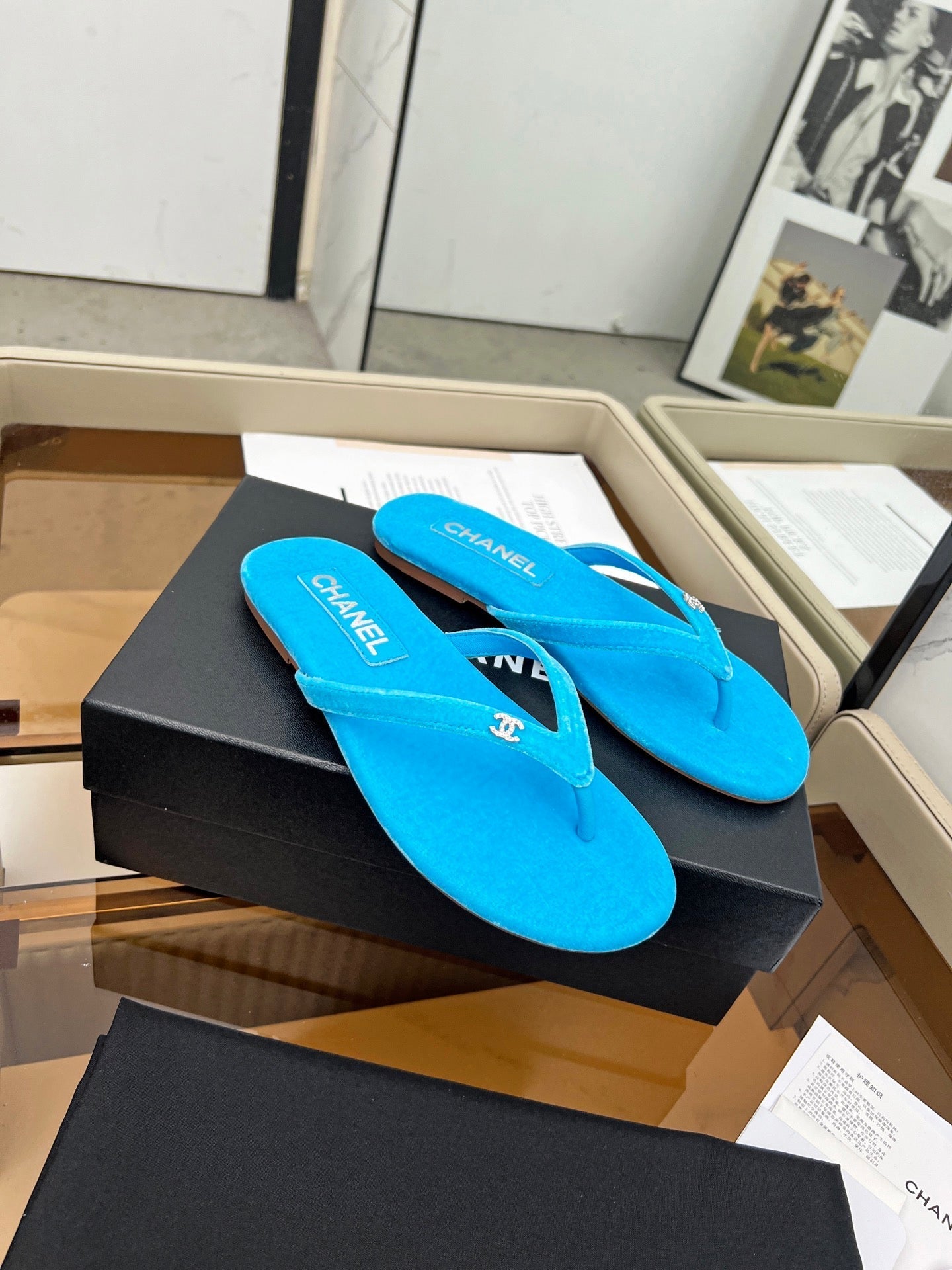 Chanel 2026 Kiss's Flipflops Sheepskin Velvet 802295