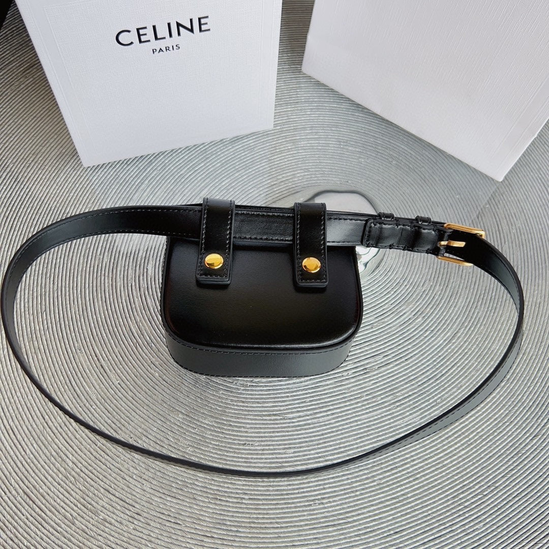 celin black calfskin belt bag