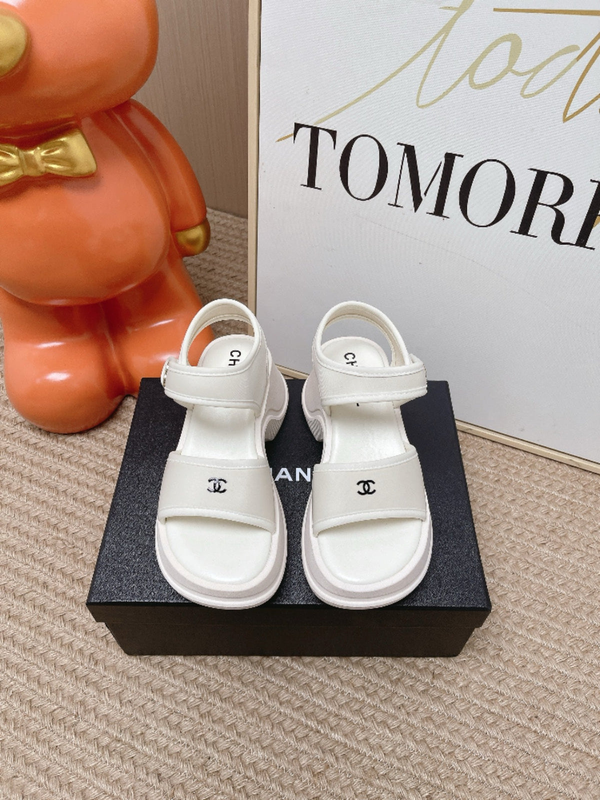 CC 26s Platform Sandals White Satin Rubber 901298